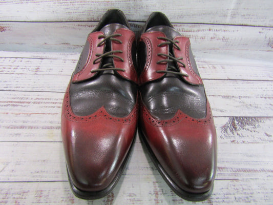 Emilio Franco Men's Black & Red Leather Wingtip Oxfords Size 11 Made in Italy