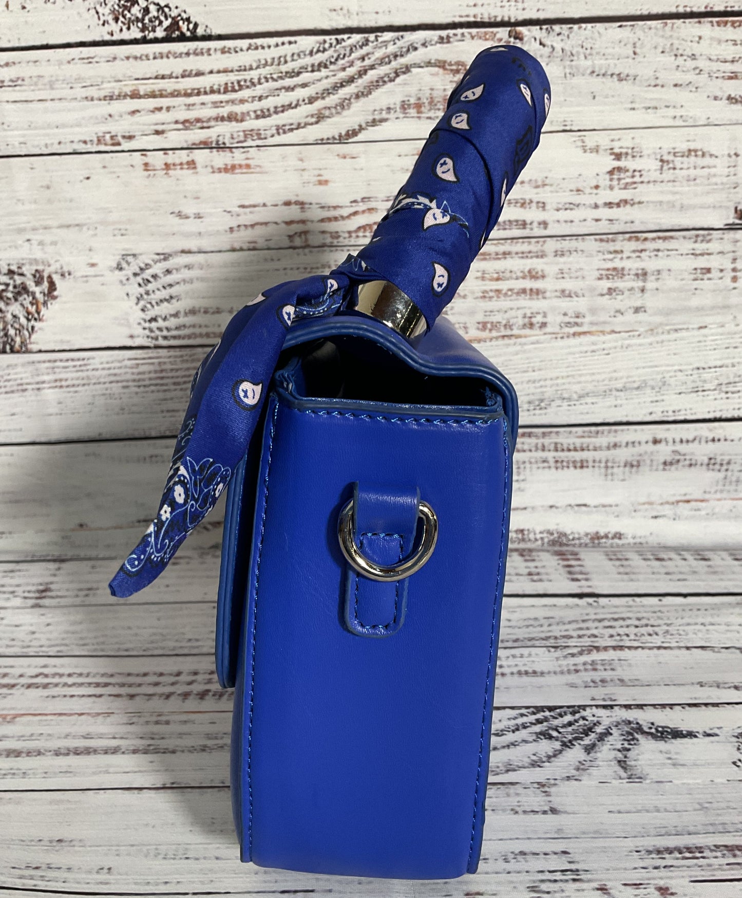 Drillife Drilly Women's Blue Faux Leather Bandana Handbag