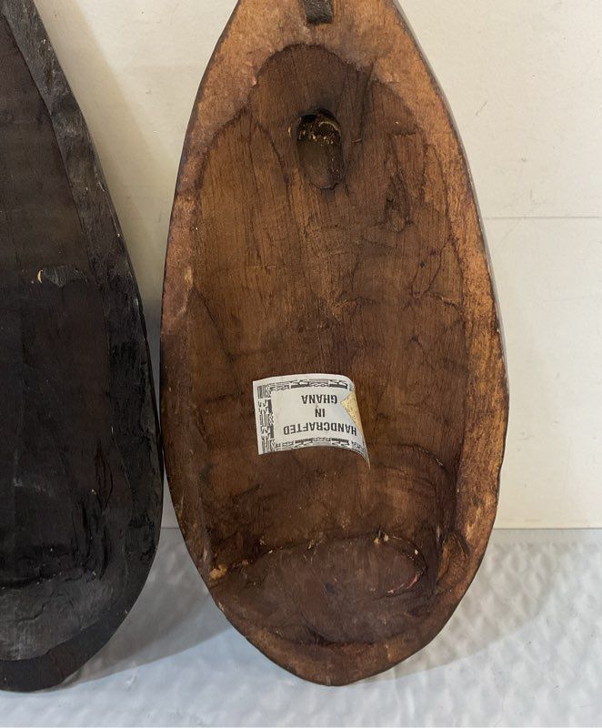 Pair Of Vintage Handcrafted In Ghana African Masks