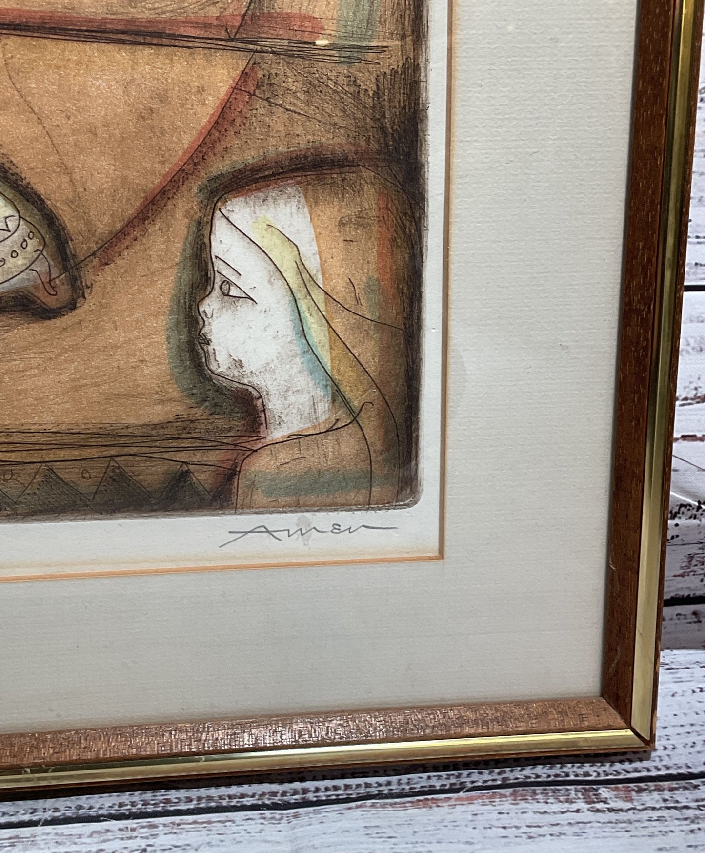 Sabbath Eve Framed Etching by Irving Amen Signed