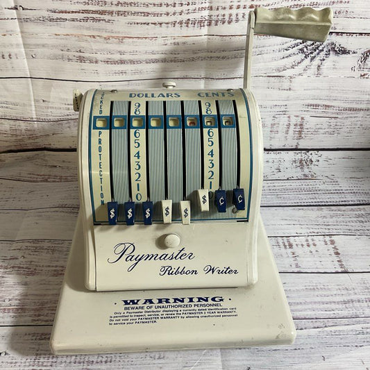 VTG./ANTIQUE PAYMASTER Series 8000 Check Printer Machine Ribbon Writer With Key