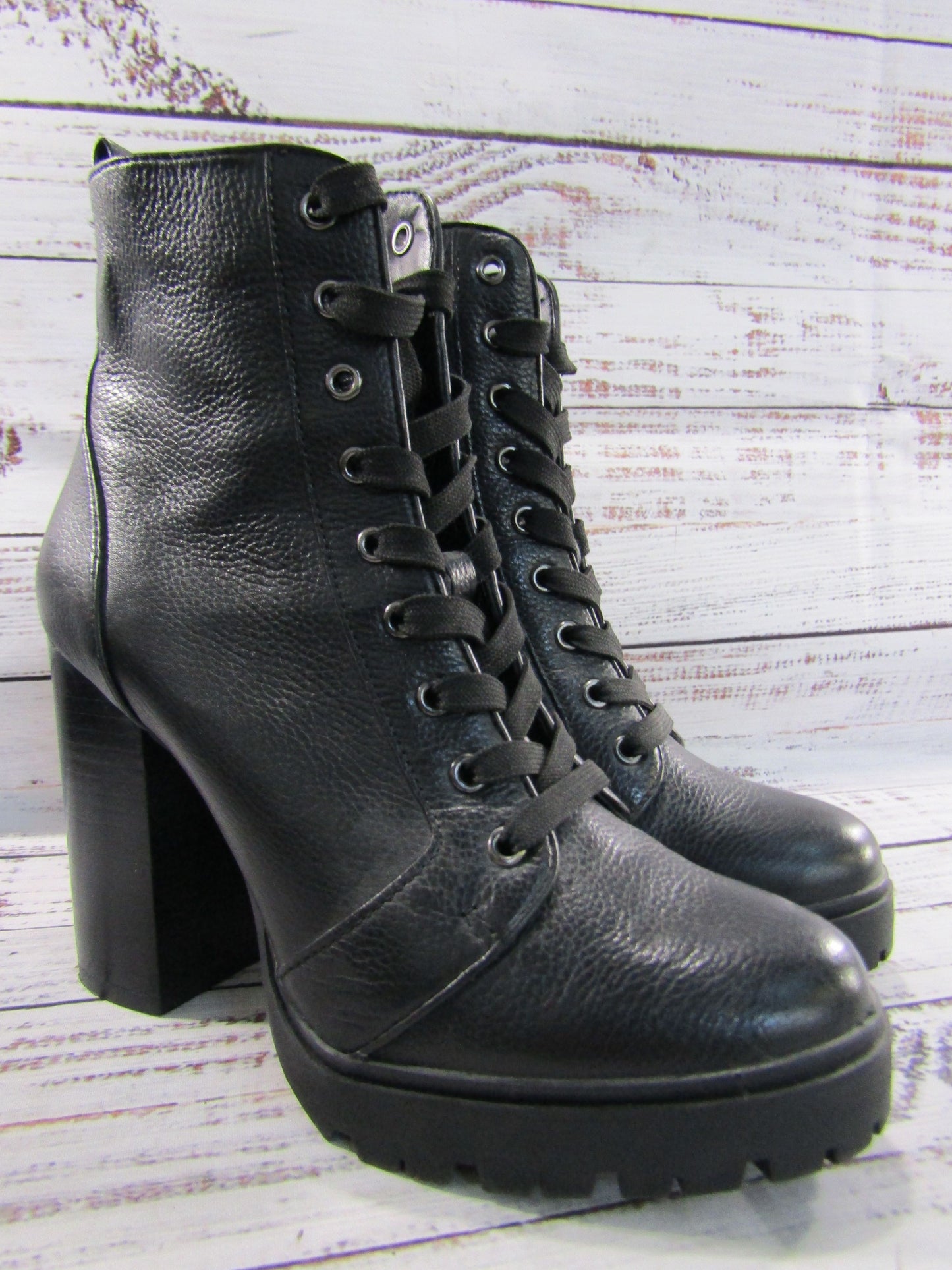 Steve Madden Laurie Women's Black Leather Ankle Zip Boots Size 8