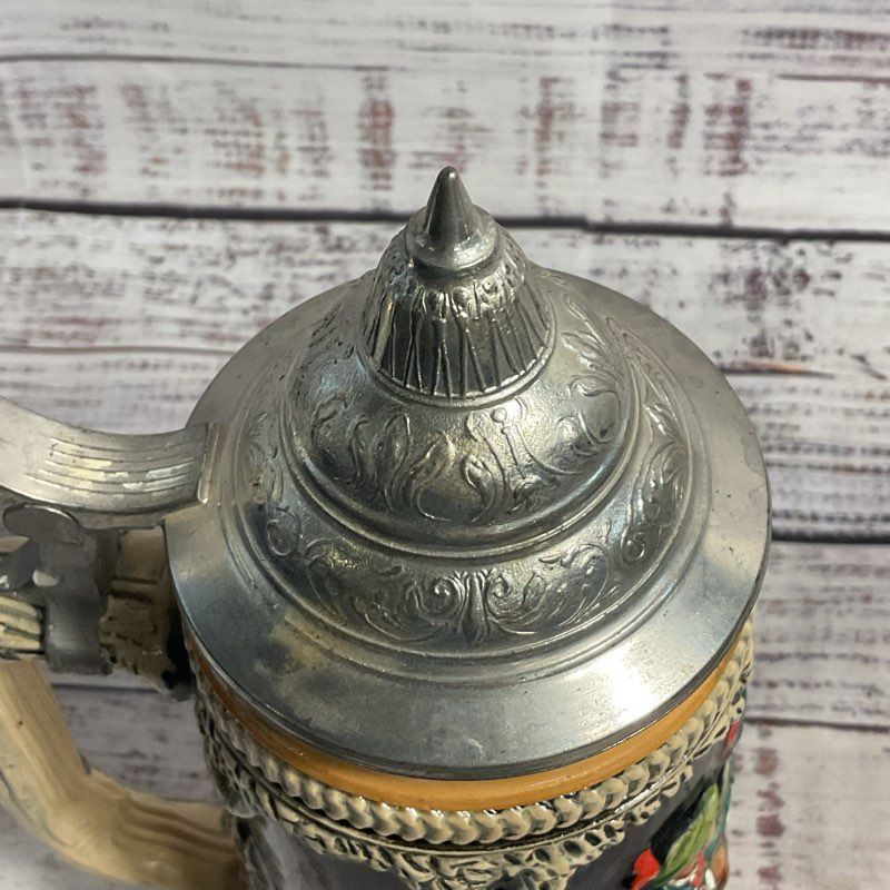 Vintage German Beer Stein W/ Lid 9.5" West German Mug