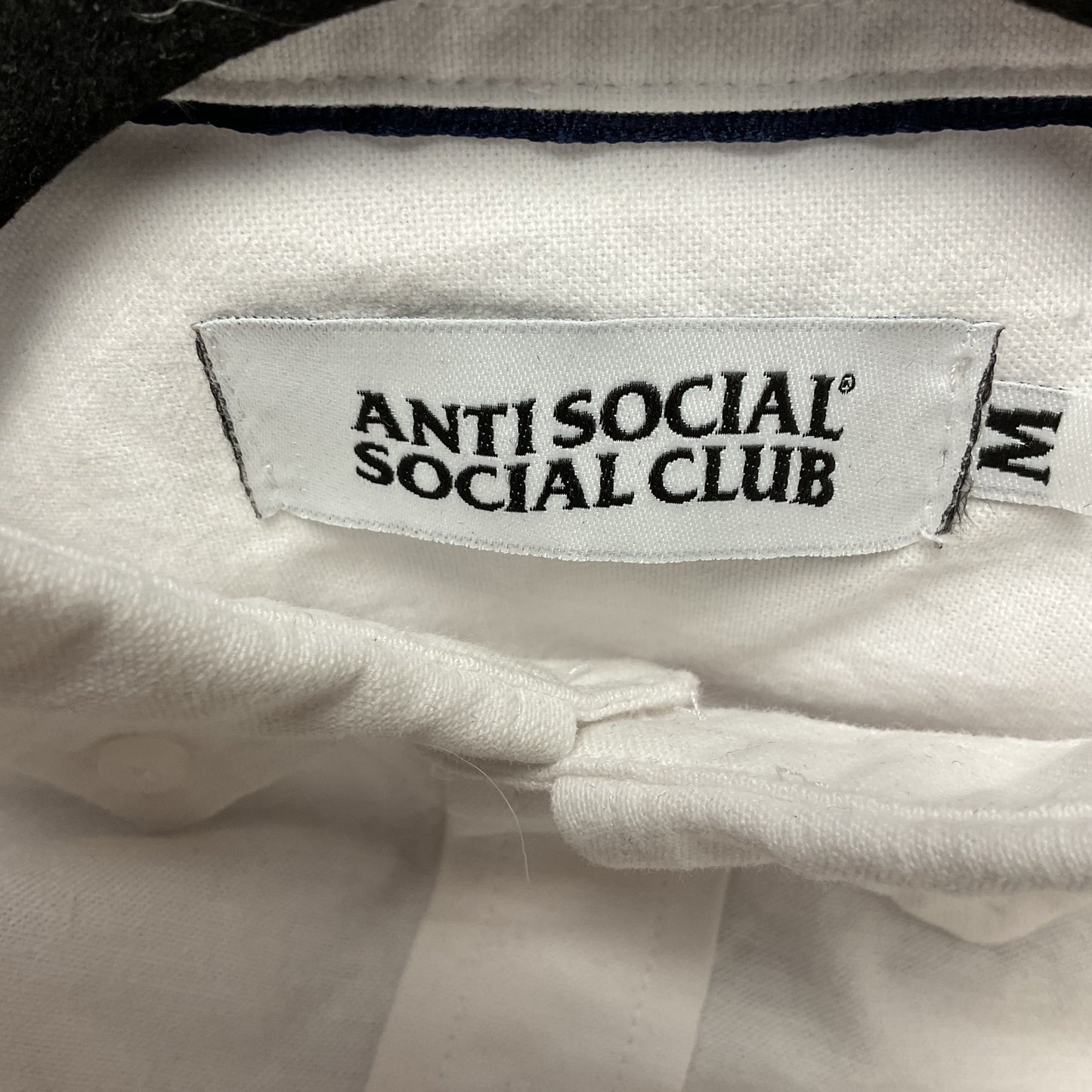 Anti Social Social Club White Button Down Applique Laser Cut Logo Shirt - Size M