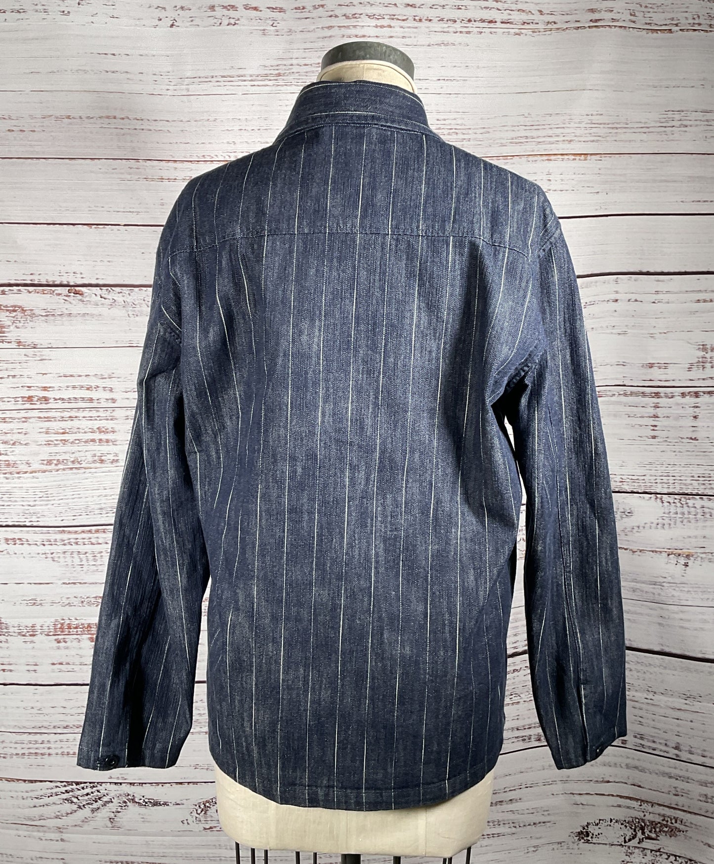 Closed Button Down Shirt With Stripes Denim Blue S