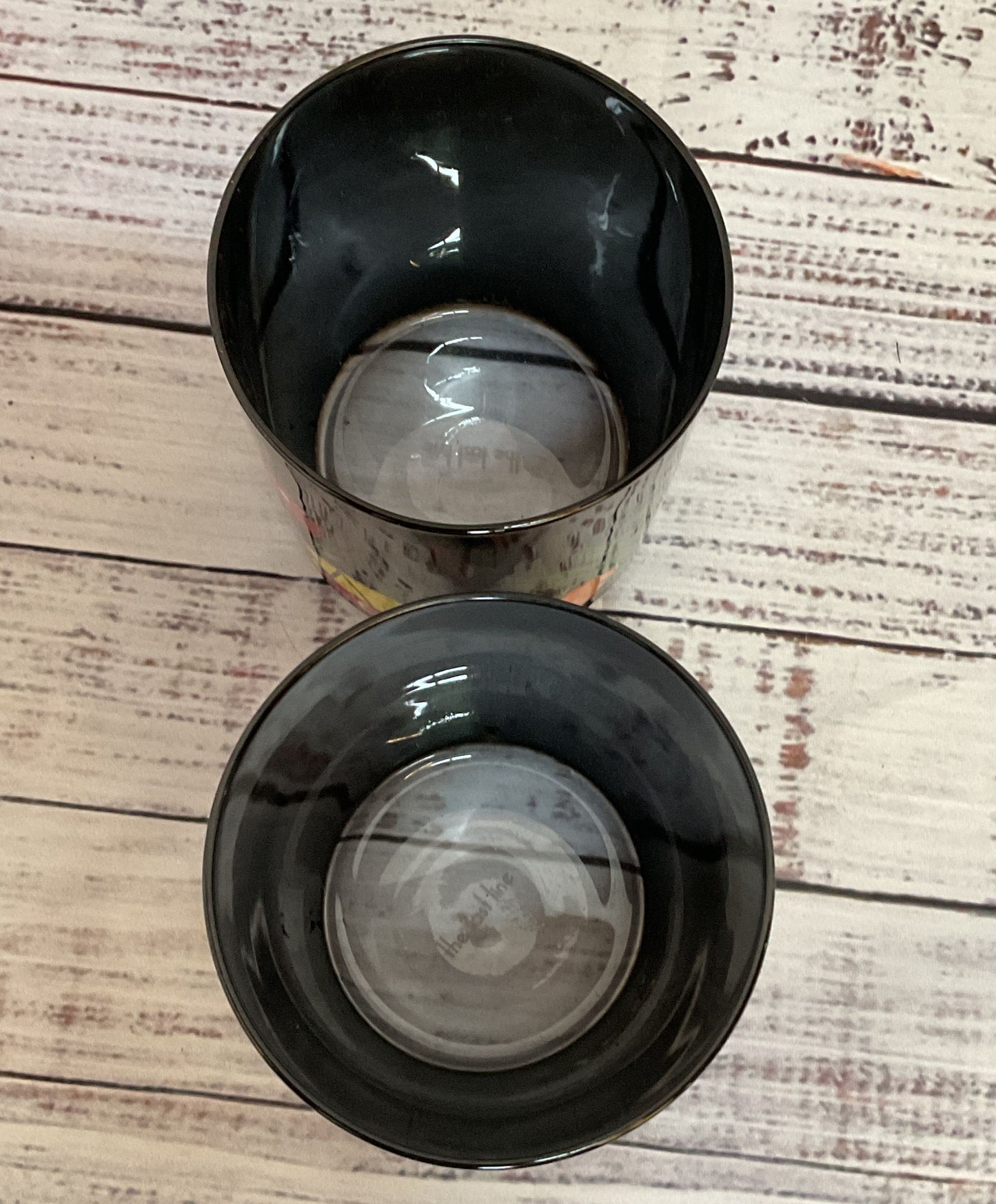 The Last Line Mushroom Hand Painted Lot of 2 Drinking Glasses Multicolor