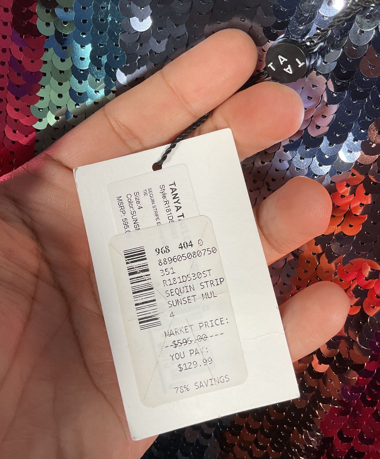 Tanya Taylor Erykah Women's Rainbow Sequin Mini Dress Size 4
