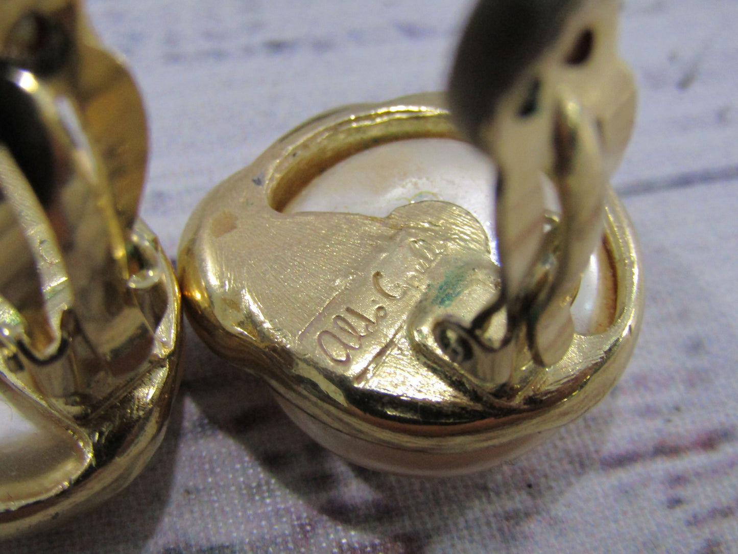 Vintage Aldo Cipullo Gold Plated Faux Pearl Clip-On Earrings