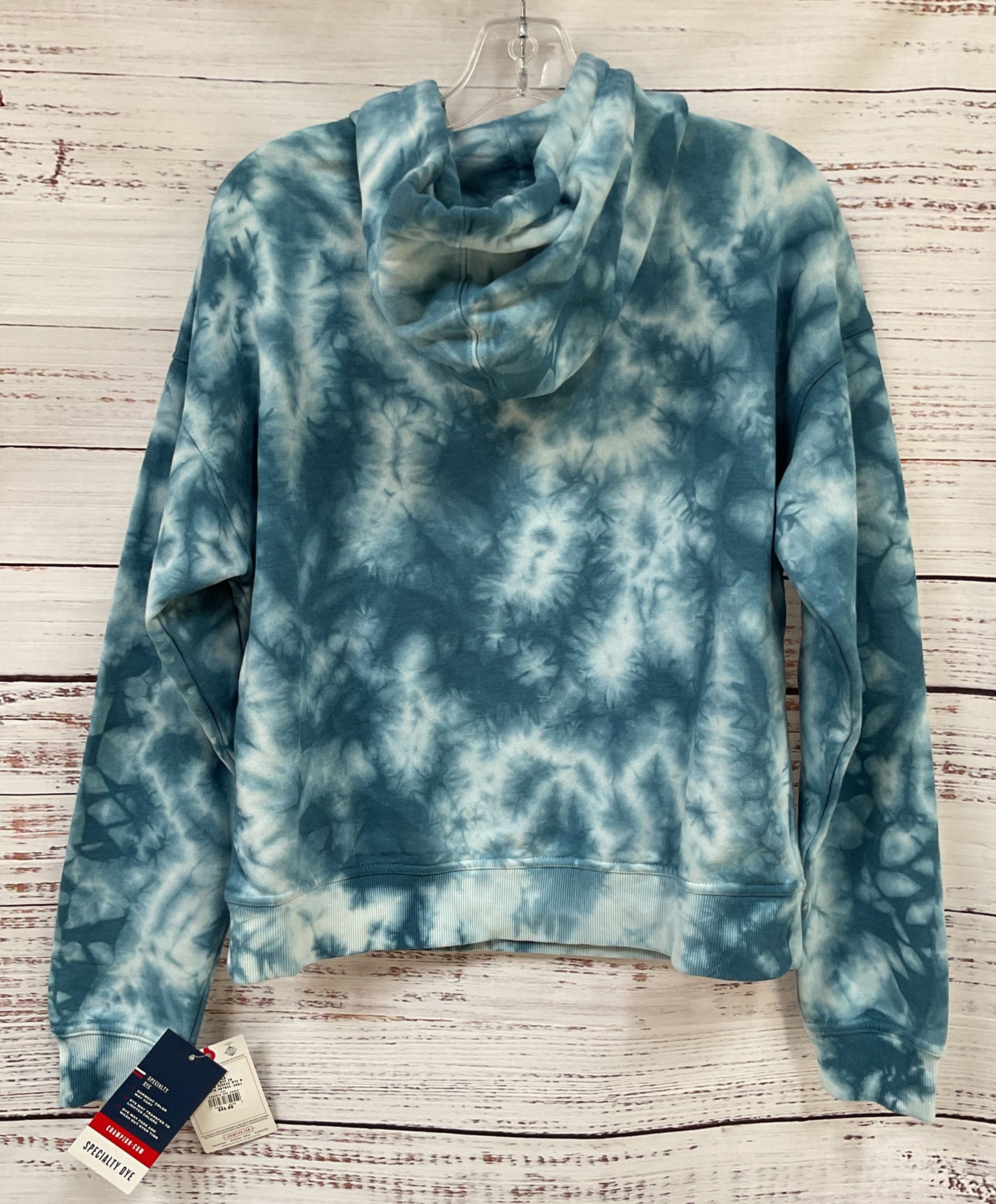 Champion Women's Blue Tie Dye Cotton Blend Pullover Hoodie Size S