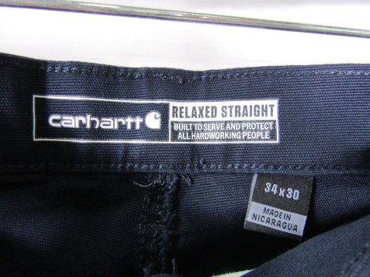 Carhartt Men's Blue Relaxed Straight Leg Rigby Dungaree Size 34 x 30
