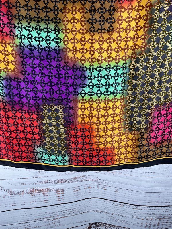 Vakko Women's Multicolor Geometric Pattern Silk Scarf 34"