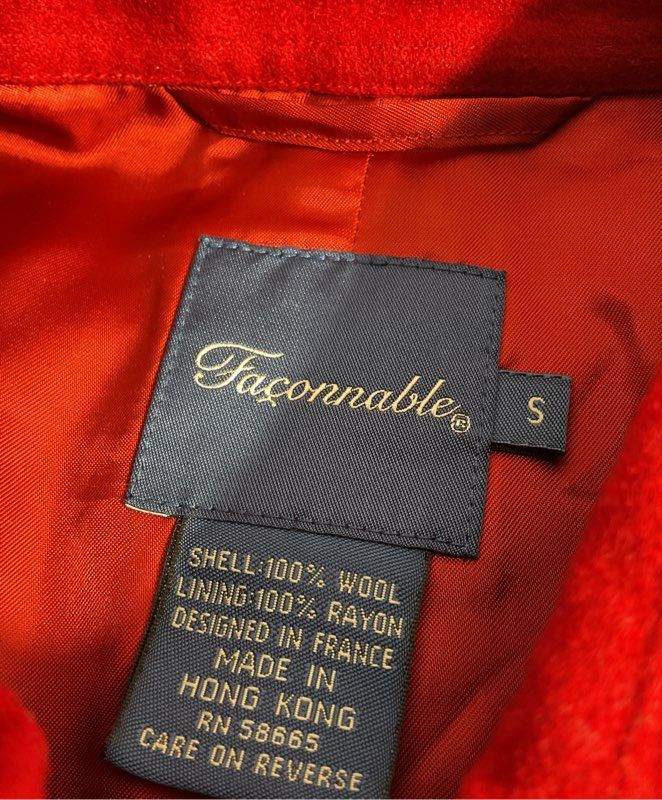 Faconnable Women's Workwear Red 100% Wool Button Up Jacket - Size S
