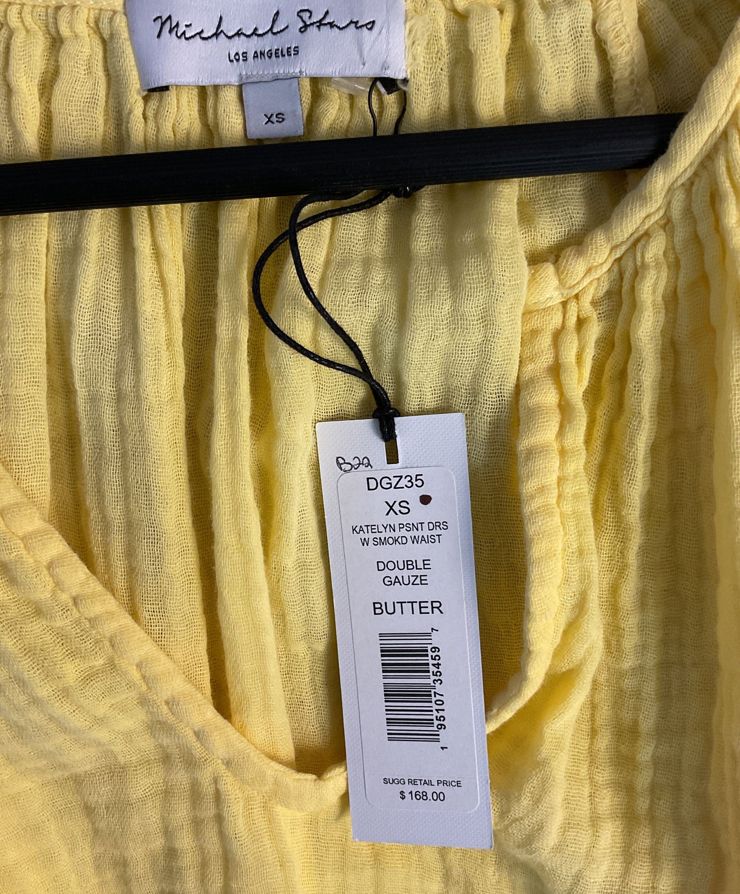 NWT Women's Michael Stars Yellow Gauze Mini Dress Size XS
