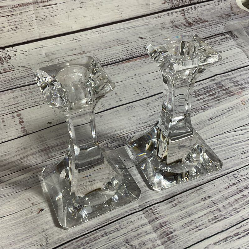 Pair of VTG. ORREFORS Regina Crystal Candle Holders- 5.5"