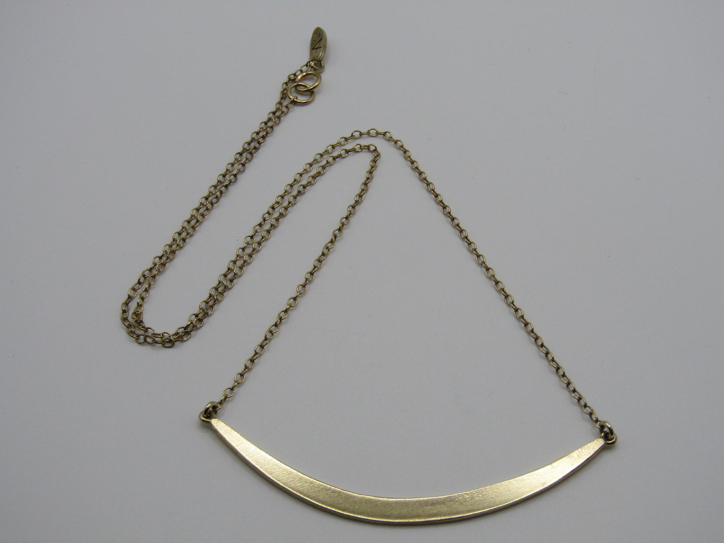Azaggi Vermeil Sterling Silver Rolo Chain Crest Bar Pendant Necklace