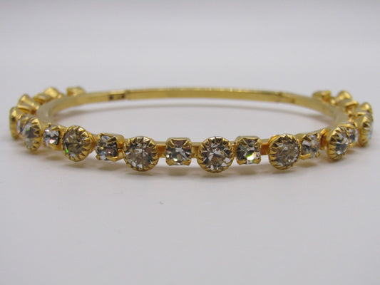 Lot of 3 Gold Plated Rhinestone Hinge Bangle Bracelet