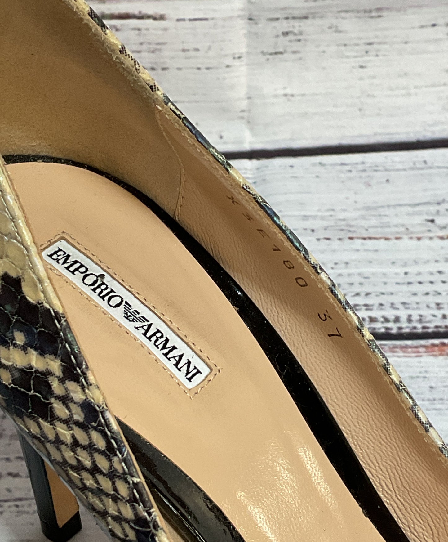 Emporio Armani Leather Snakeskin Embossed Heels Multicolor 6.5