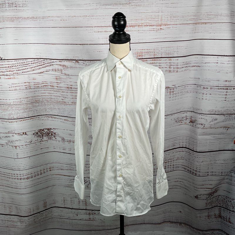 Eton White Twill Cotton Button Down Dress Shirt Dress Shirt - Size 39/15.5