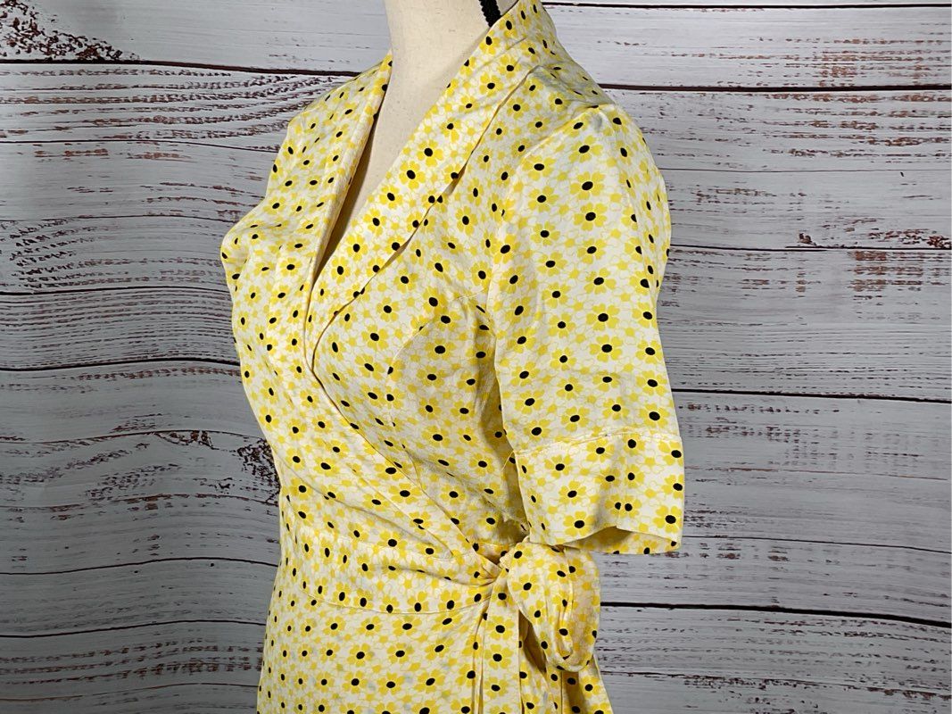 NWT GANNI Women's Maize Wrap Crepe Dress- SZ 36