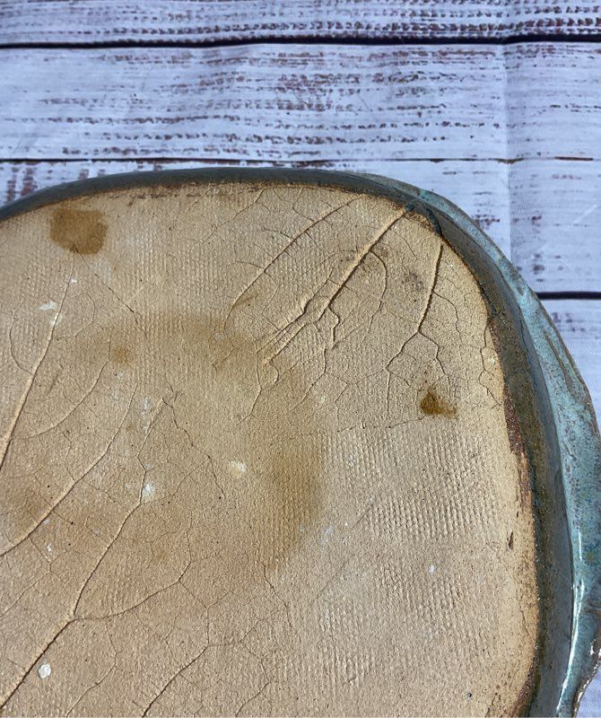 Vintage Ceramic Green/brown Bowl Dish Leaf Pattern 9"