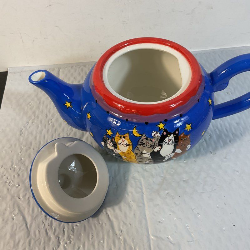 CATZILLA by CANDICE REITER Hand Painted Cats Teapot- 7.25"