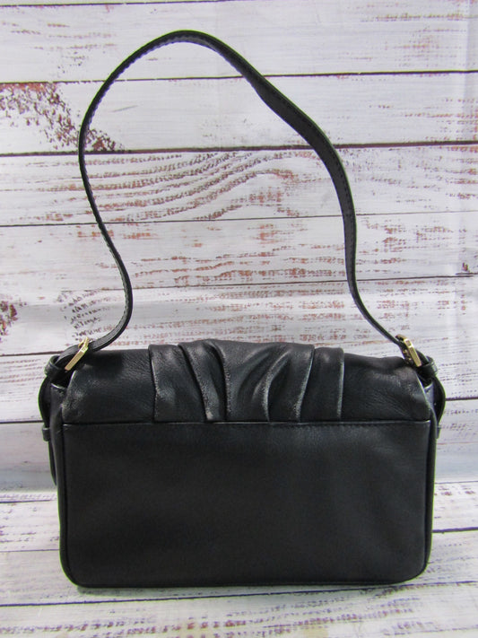 Oryany Bell Women's Ruched Black Leather Crossbody Shoulder Bag