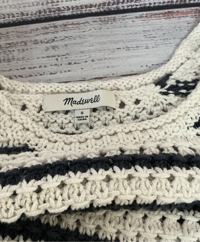 Women's Madewell Navy & White Striped Sweater Size S