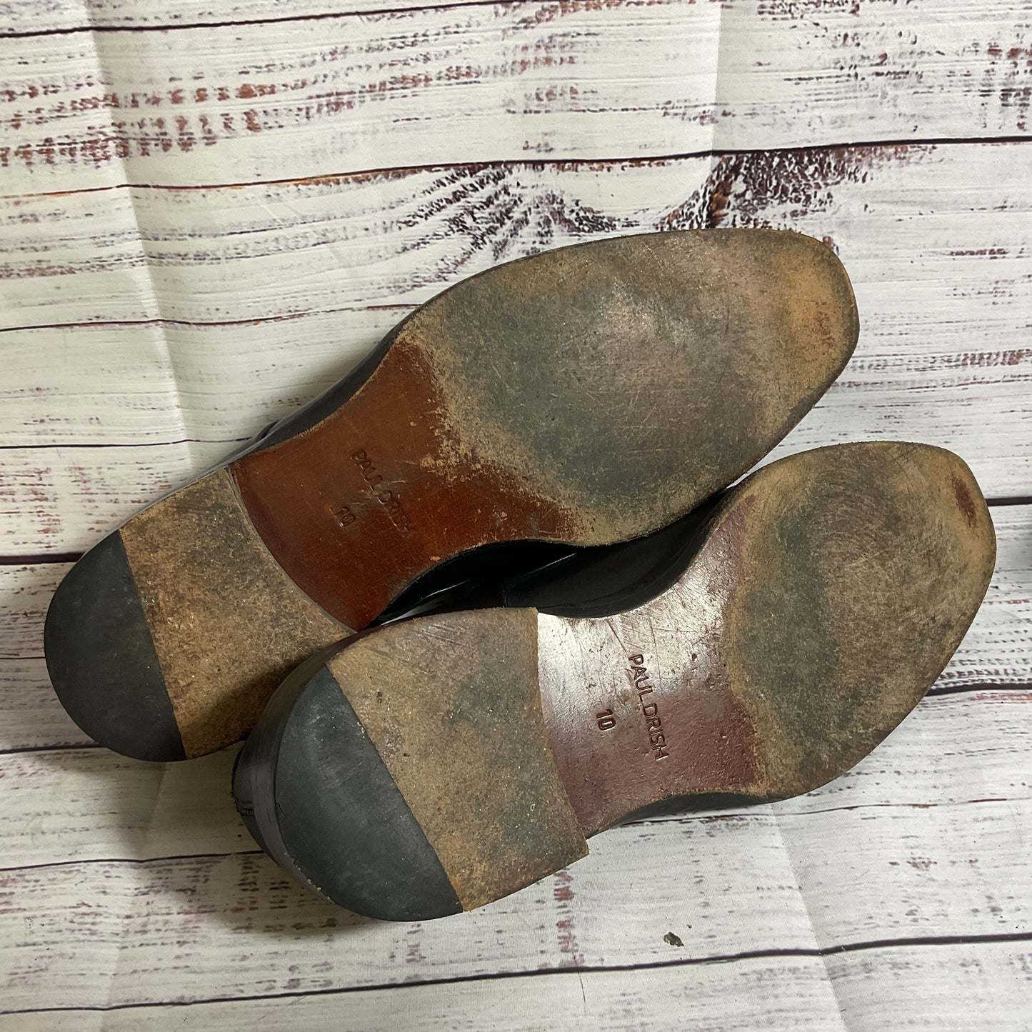 PAUL DRISH Men's Monk Strap Black Leather Shoes- SZ 10