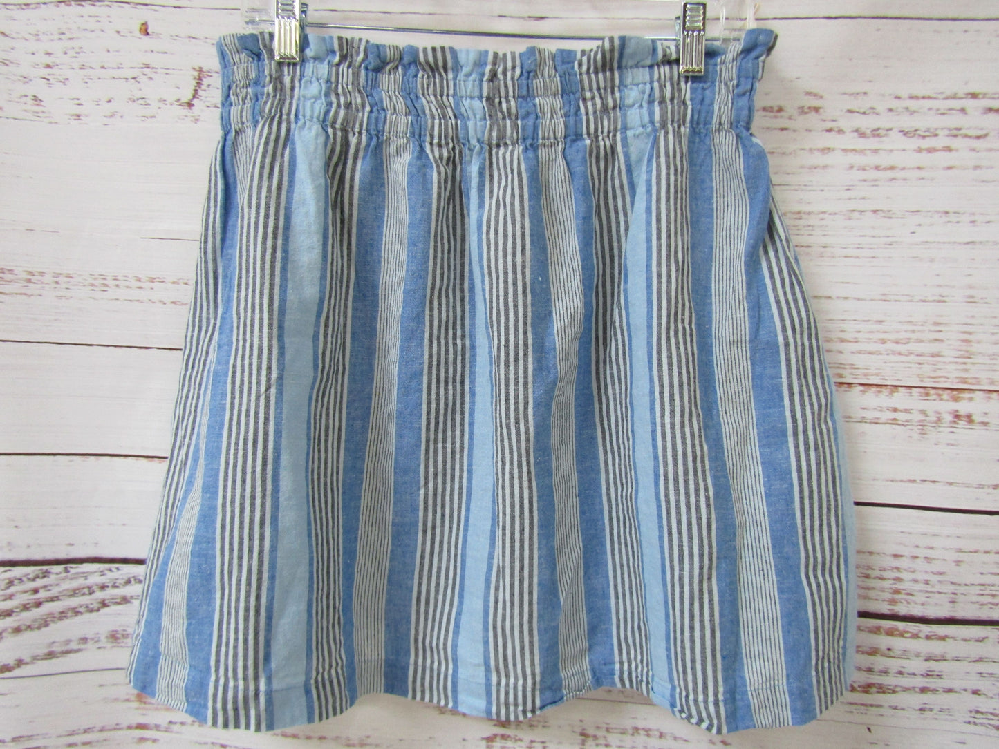 Free People Women's Blue Striped Cotton Linen Blend Skirt Size S