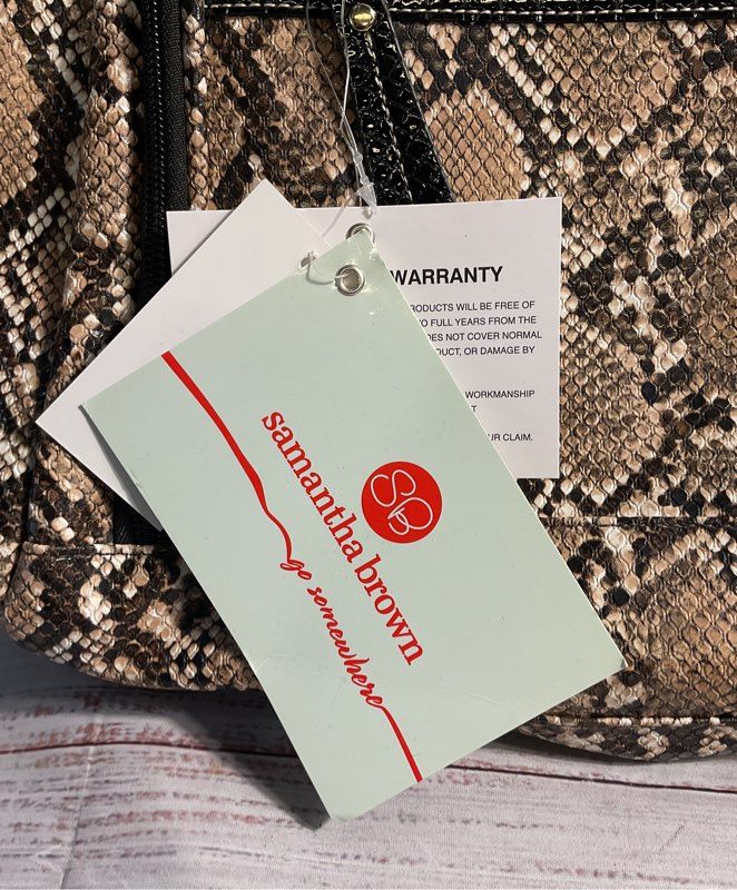 NEW Samantha Brown Snake Print Embossed Backpack Tan/Black Women's