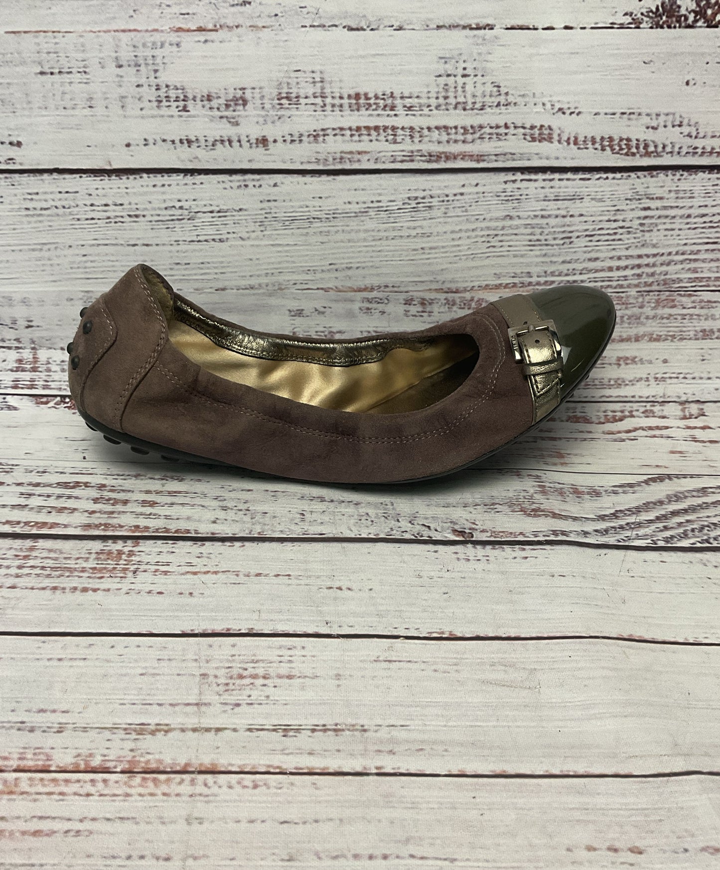 Tods Ballet Driver Brown Suede Foldable Flats Women Size 5.5