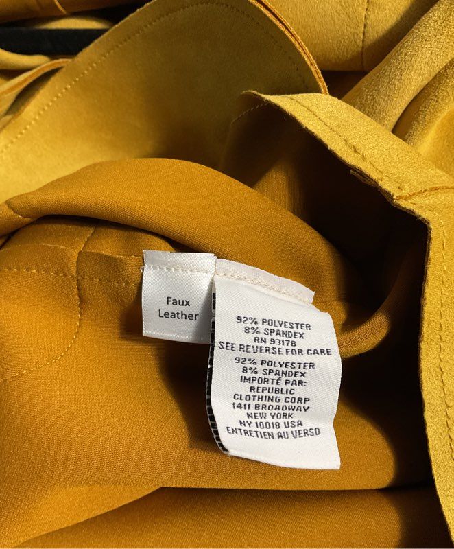 Magaschoni Women's Faux Leather Mustard Colored Button Coat Size S