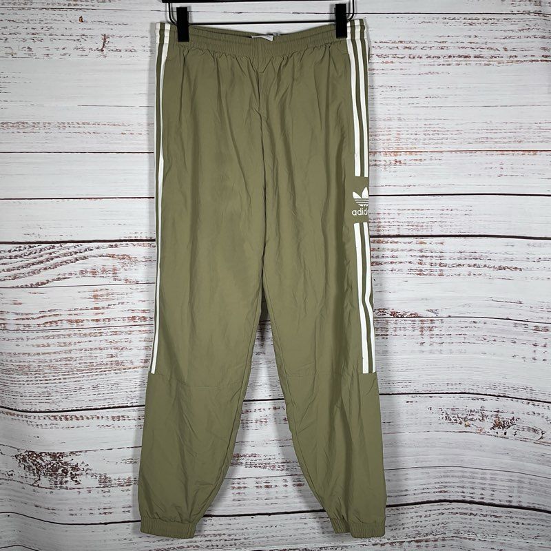 ADIDAS Originals Track Pants Green Adicolor Locked Up Logo Mesh Lined- SZ M