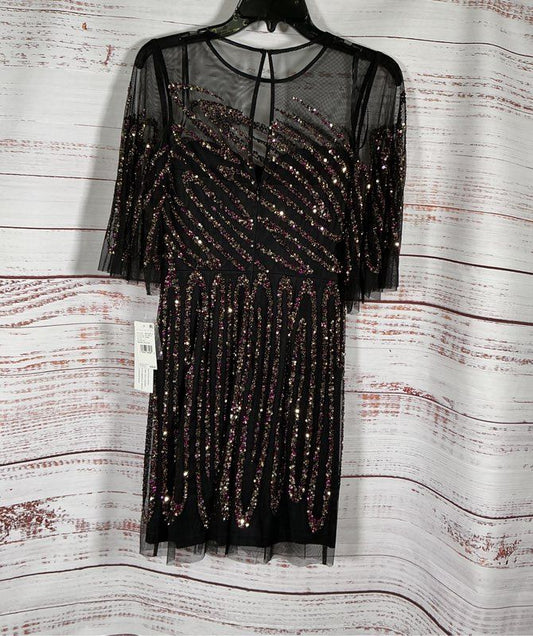 NWT Women's Aidan Mattox Mesh Sequined Dress w/flutter sleeve Size 0 Retail $330
