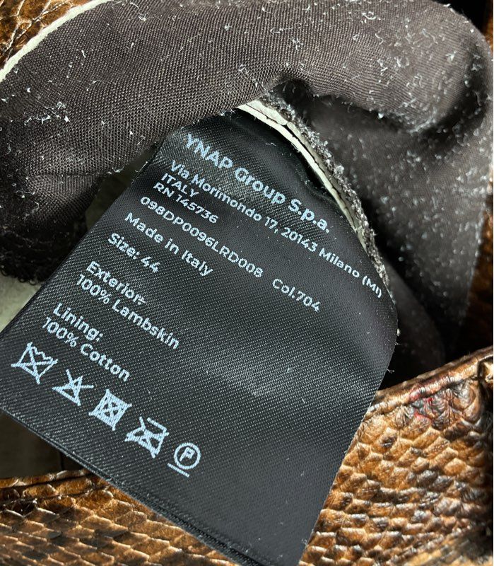 8 By Xoox Snakeskin Embossed Lambskin Leather Pants Brown 44
