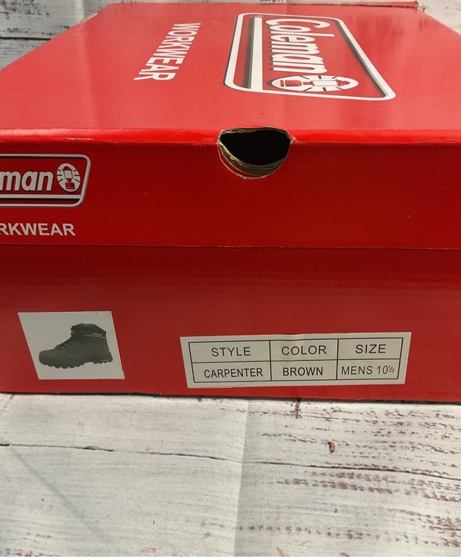 NEW WITH BOX Coleman 10.5 Men's Carpenter Steel Toe Boots