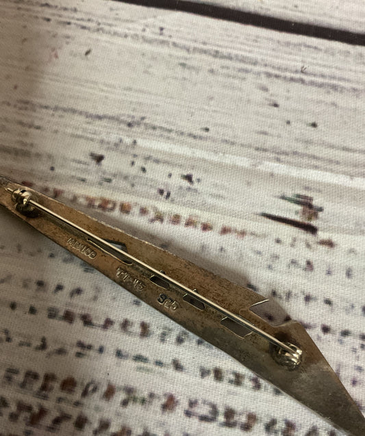 Mexico Sterling Silver Vintage Long Brooch