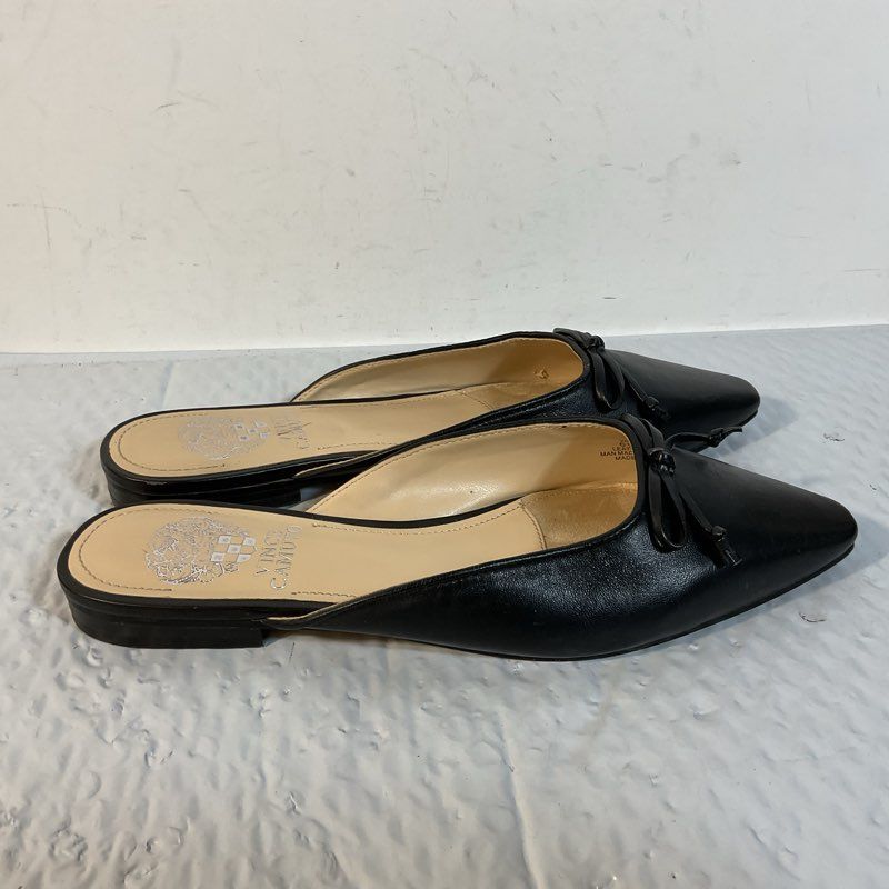 VINCE CAMUTO Women's Black Flat Mule Pointy Slides Sholes- SZ 6.5
