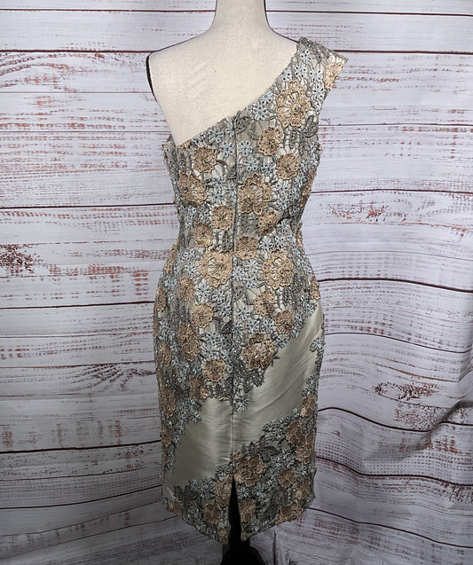 Terani Couture One Shoulder 231C0227 Embellished Dress Pewter Bronze 6
