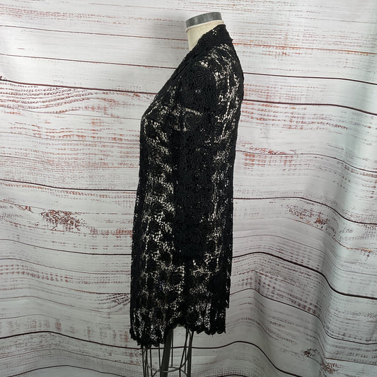 Nicole Bakti Black Lace Sheer Flower Long Cardigan - Size S