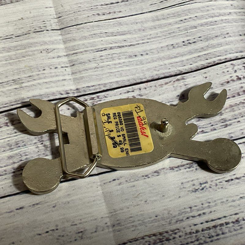 VTG. VON Silver Tone Wrench Belt Buckle- 4.75"