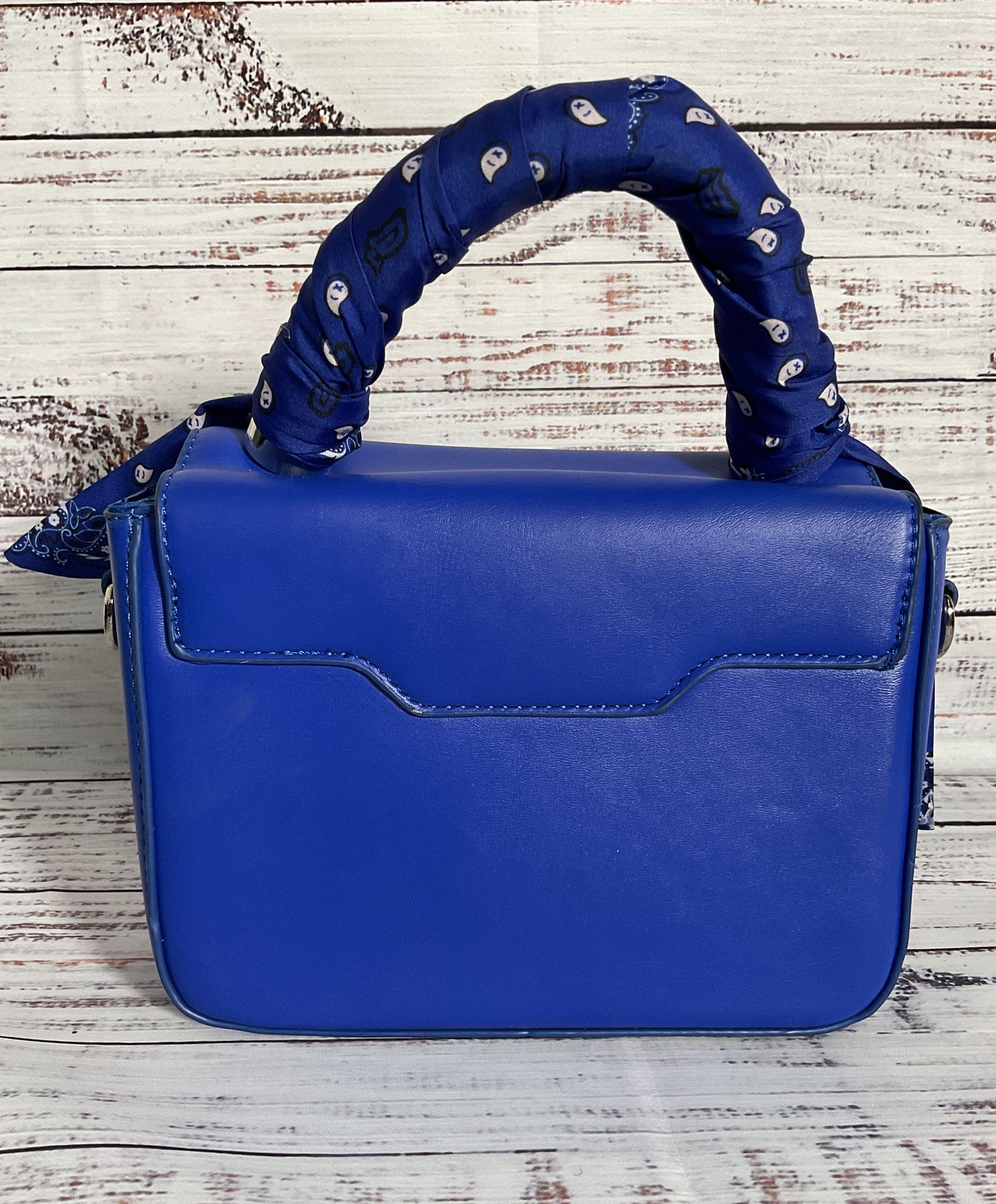 Drillife Drilly Women's Blue Faux Leather Bandana Handbag
