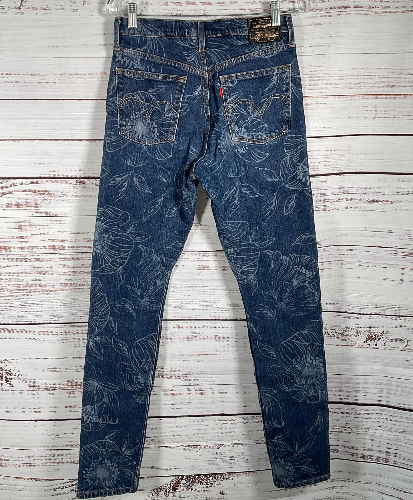 Levi's Farmgirl Flowers 501 Floral Print Skinny Jeans Blue W27 L32