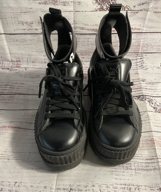 PUMA Fenty By Rihanna Black/White Ankle Strap Creeper Platform Sneakers Size 6