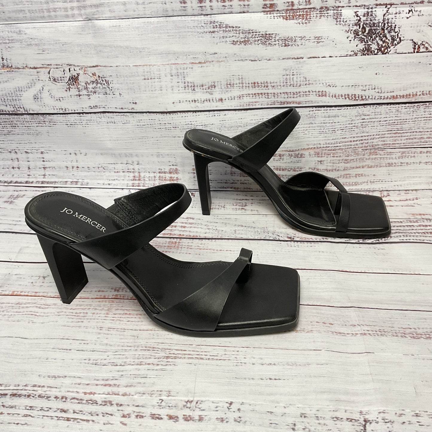 Jo Mercer Black Leather Block Heel Women Size 9