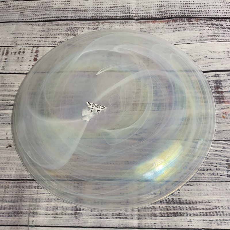 Set of 2 Artistic Accents Glass Pearl Iridescent Swirl 11” Dinner Plates