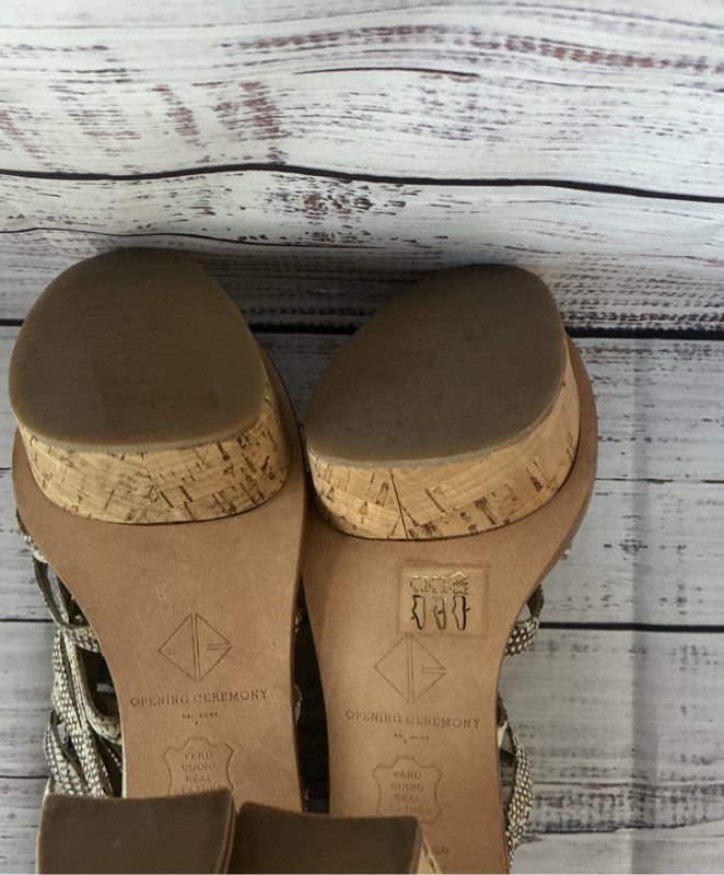 Women's Opening Ceremony Snake Print Platform Cork Heels Size 38 US 7.5