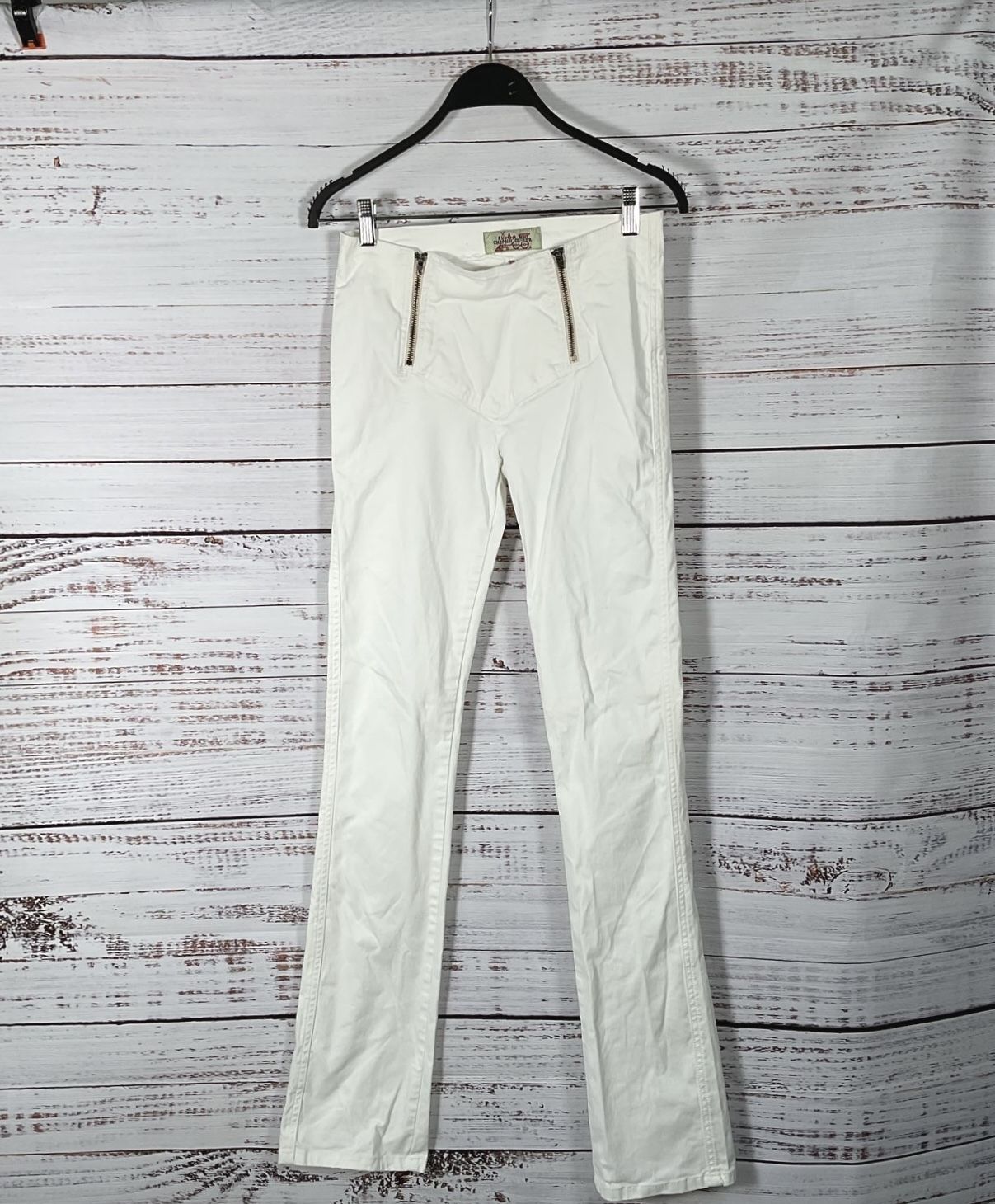 RARE Vintage 70's Chemin De Fer White Straight Leg Double Zip Pants - Size 27"