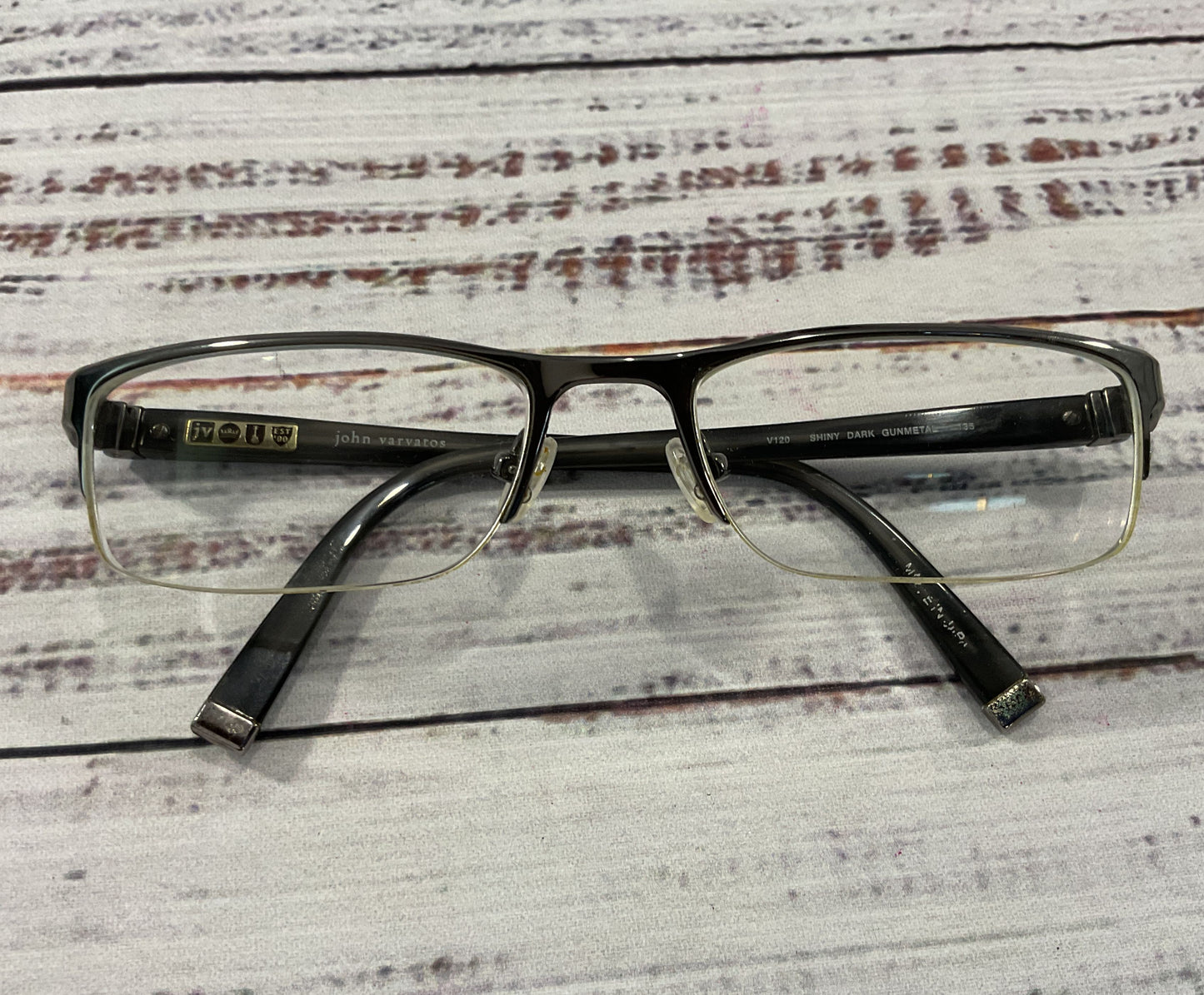 John Varvatos Men's Gray Half Rim Eyeglasses Frame