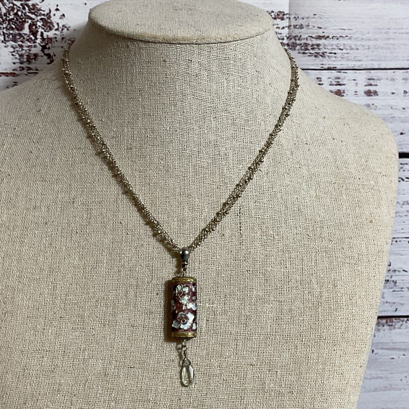 LIZA SHTROMBERG Jewelry Sterling & Enamel Floral Pendant 16.5" Necklace- 10.55g